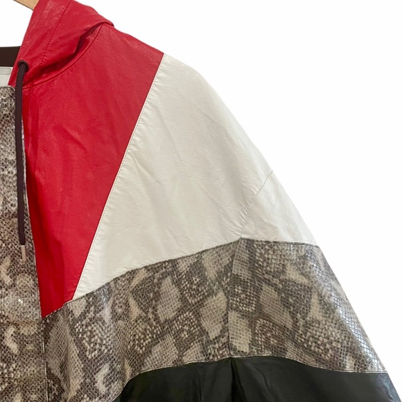 ♦️SOLD♦️MSGM Snakeskin Colorblock Faux Leather Jacket - Picture 6 of 15